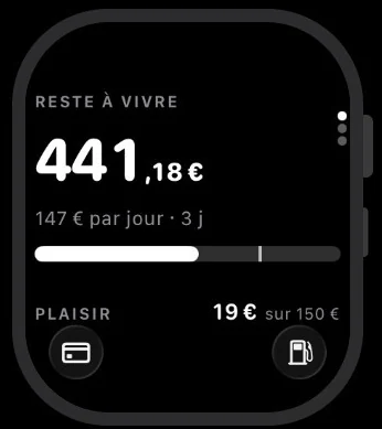 Mopao sur Apple Watch : 441,18 € de reste à vivre.